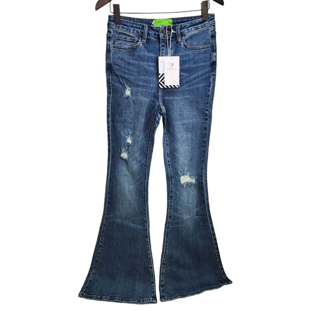 NWT Sandrine Rose by Free People Super‎ Flare Jeans Women's Size 27 Blue Denim